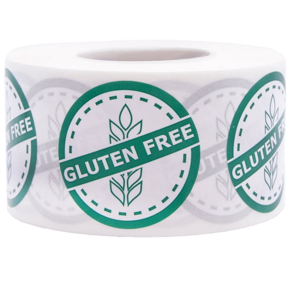 Gluten Free Food Rotation Labels 1 1/4 Inch Round Circle Dots 500 Adhesive Stickers