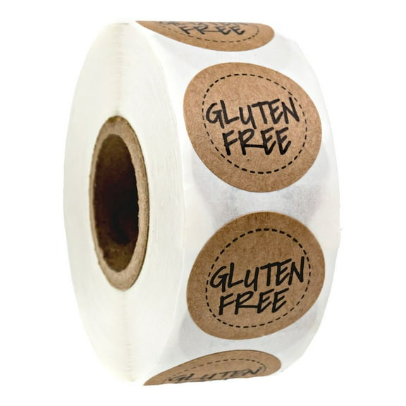 Gluten Free Kraft Stickers / 500 Brown Kraft Circle Labels Per Roll / 1" Round Food Labels Labels / Food Allergy Sticker Seals