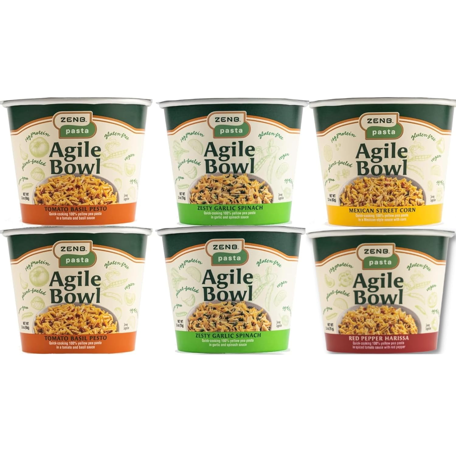 Gluten Free Pasta Bowls Variety Pack Made From 100 Yellow Peas