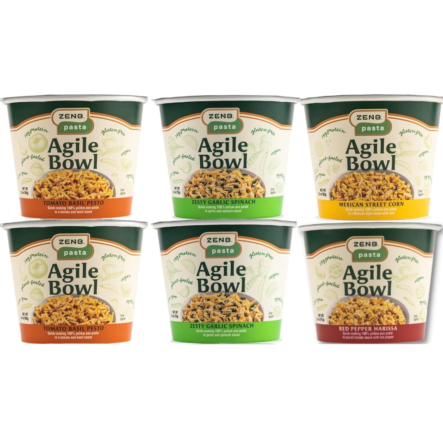 Gluten Free Pasta Bowls - Variety Pack Made From 100% Yellow Peas ...