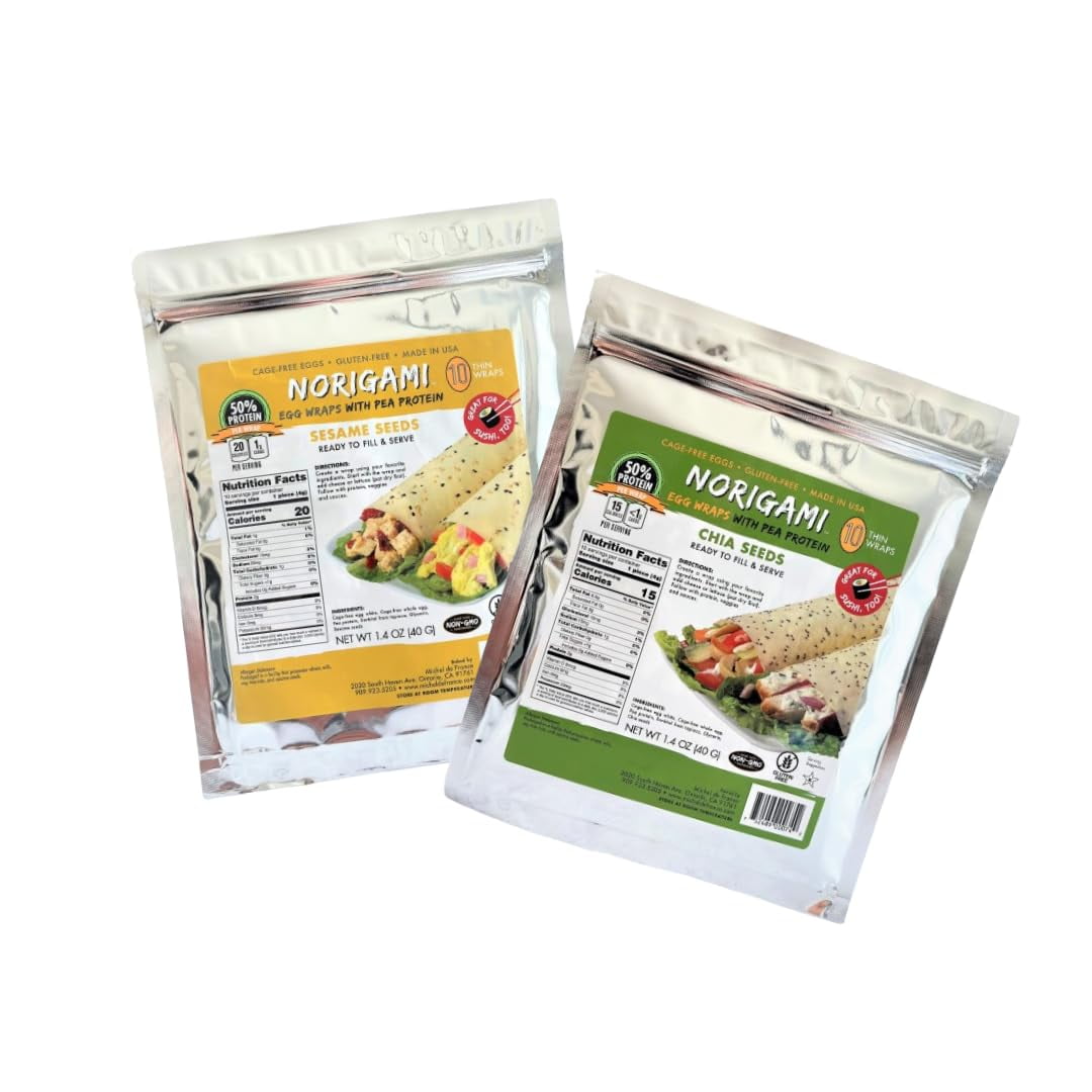 GlutenFree Pea Wraps Sesame Seeds & Pea Wraps Chia Seeds (10 Wraps Per