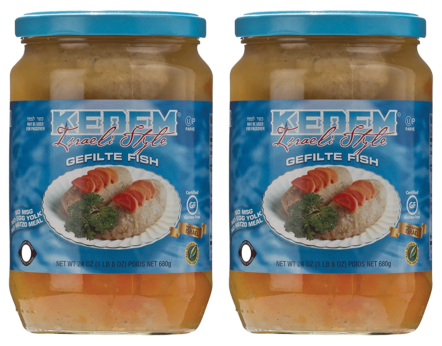 Gluten Israeli Style Gefilte Fish 24oz (2 Pack) No MSG, No Egg Yolk, No