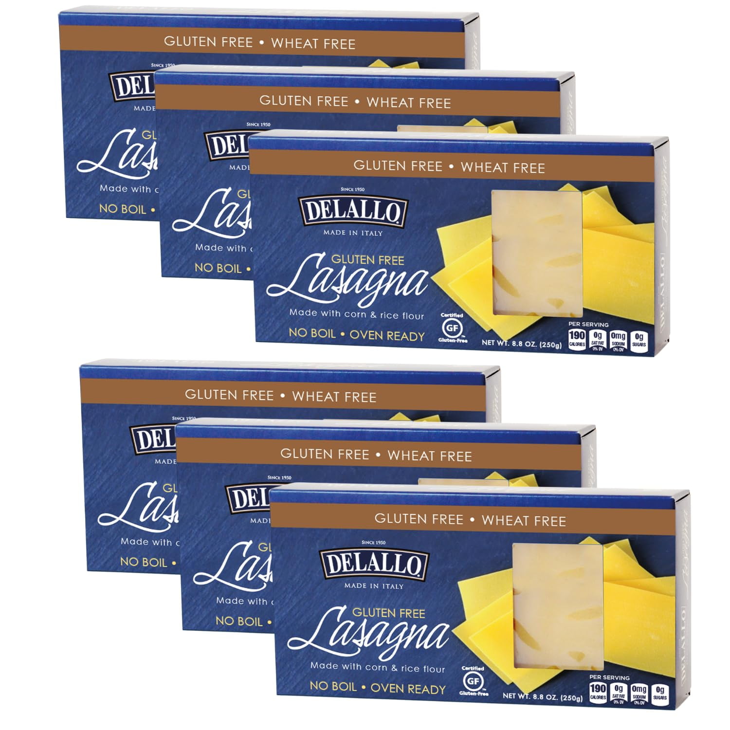 Gluten Lasagna Noodle Sheets 88 Ounce Box 6 Pack Made With Corn And Rice Flour Oven Ready 0678