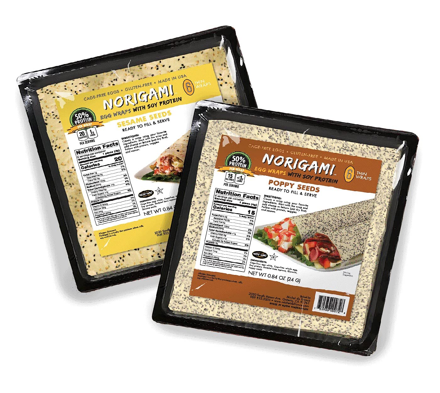 Gluten Soy Wraps Sesame Seeds and Soy Wraps Seeds (10 Wraps Per Pack