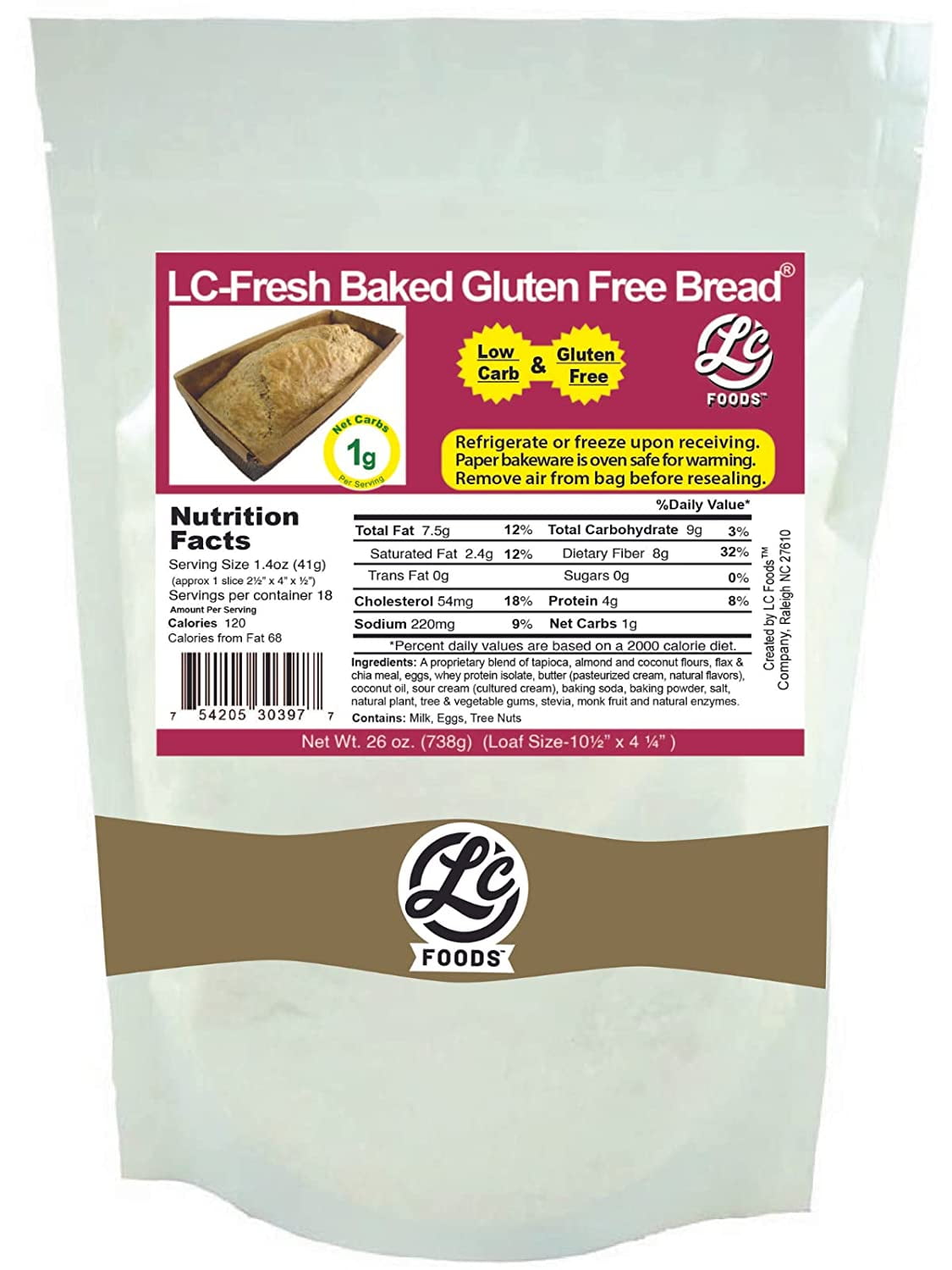 Gluten White Bread Loaf 3 Pack of Loaves 1 Net Carb Per Slice