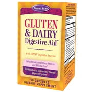 Natures Secret Gluten & Dairy Digestive Aid - 50 Capsules - Helps Break Down Wheat Protein & Milk Lactose - 25 Servings