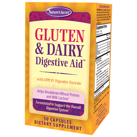Nature's Secret Gluten & Dairy Digestive Aid - 50 Capsules - Helps Break Down Wheat Protein & Milk Lactose - 25 Servings