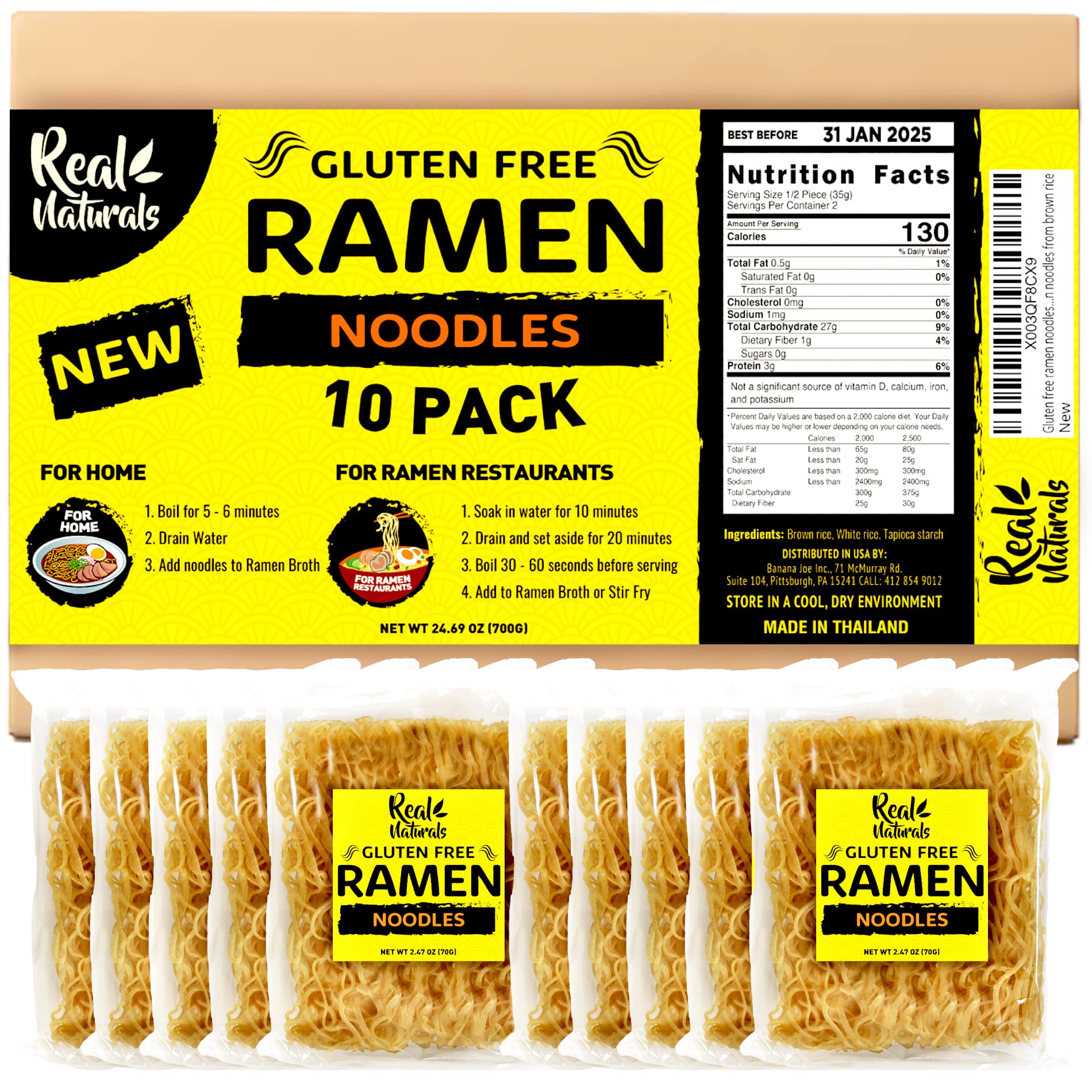 Gluten free ramen noodles low sodium ramen (10 pieces) Plain ramen