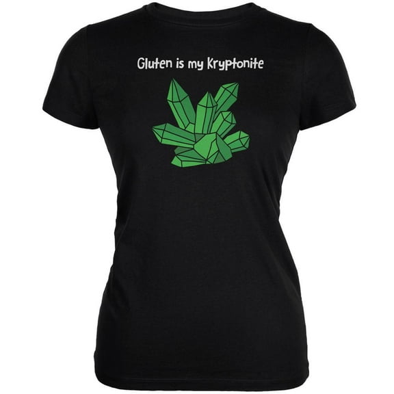 Gluten is My Kryptonite Black Juniors Soft T-Shirt - X-Large