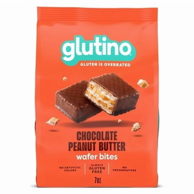 Glutino Chocolate Peanut Butter Wafer Bites, Gluten Free Wafer Cookies, 7 oz.(3 pack)