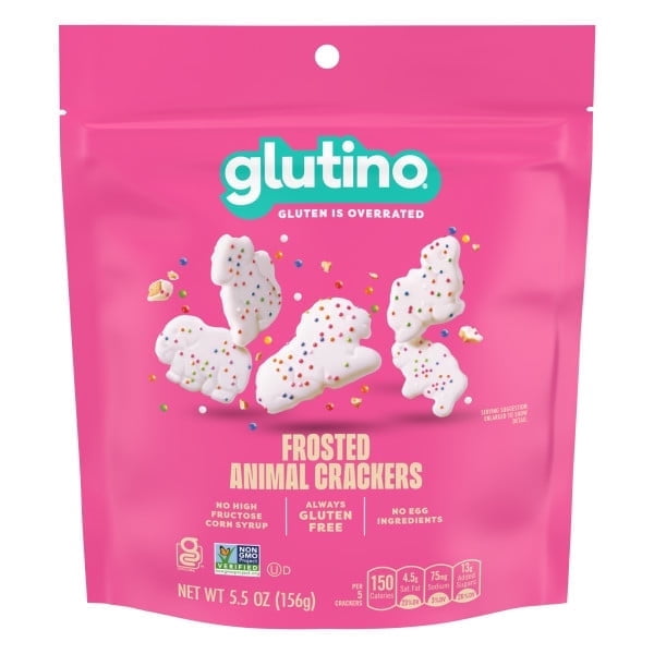 Glutino Gluten Free Frosted Animal Crackers, Gluten Free Snacks, 5.5 oz