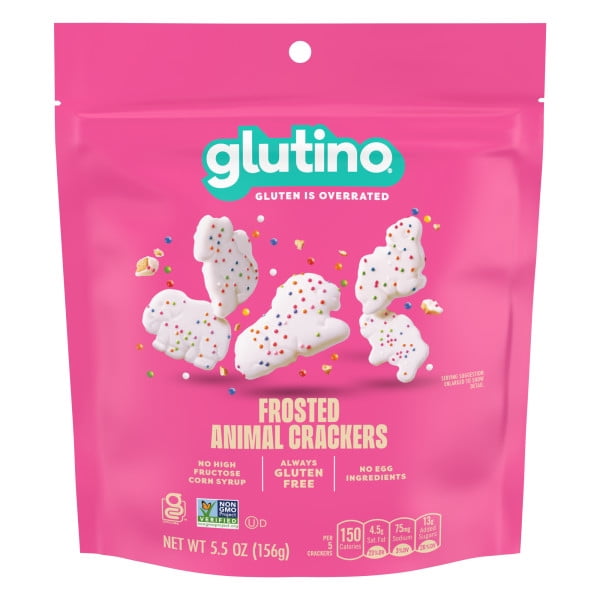 Glutino Gluten Free Frosted Animal Crackers, Gluten Free Snacks, 5.5 oz