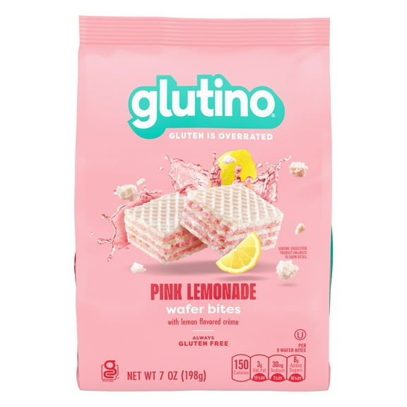 Glutino Pink Lemonade Wafer Bites, Gluten Free Wafer Cookies, 7 oz.