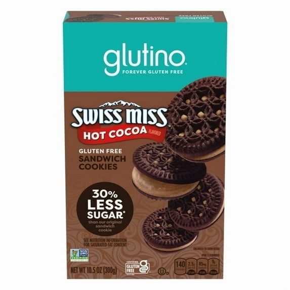 Glutino Swiss Miss Gluten Free Hot Cocoa Flavored Sandwich Cookies, Gluten Free Snacks, 10.5 oz. - 3 pack