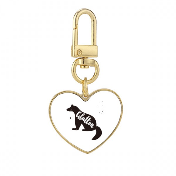 Glutton Black And White Animal Gold Heart Keychain Metal Keyring Holder