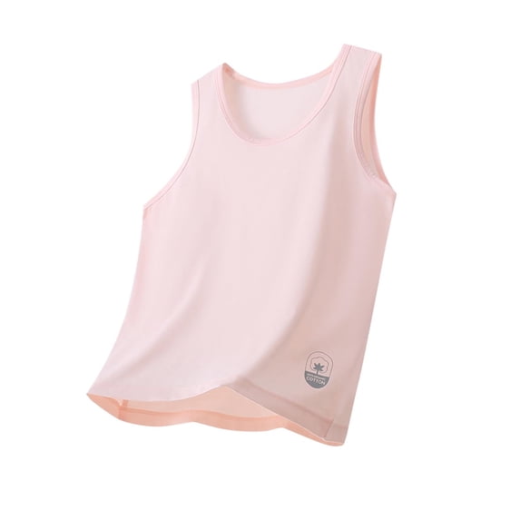 Guluxicc Girls Tank Tops Cotton Crew Neck Sleeveless T-Shirts Casual Basic Tops for Kids 5-16 Years
