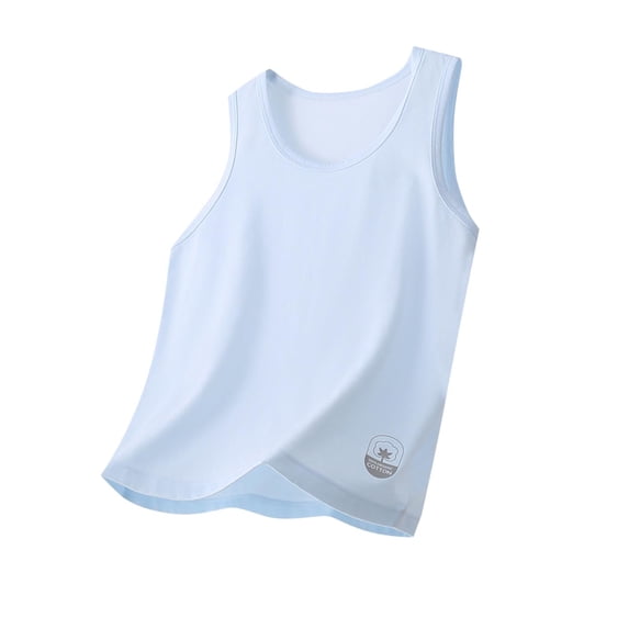 Guluxicc Girls Tank Tops Cotton Crew Neck Sleeveless T-Shirts Casual Basic Tops for Kids 5-16 Years