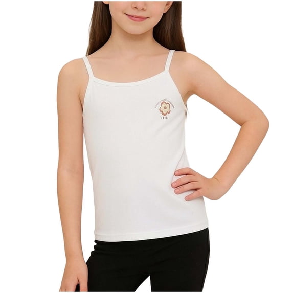 Guluxicc Kids Girls Cami Tops Summer Sleeveless Tank Tops Slim Rabbit Embroidered Basic Cotton Tanks Shirts