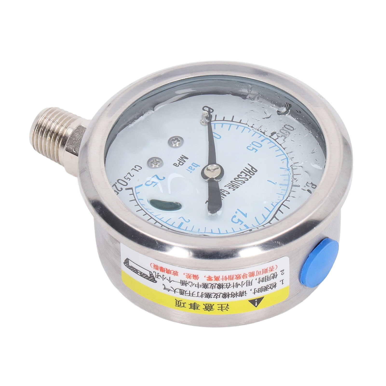 Glycerin Filled Pressure Gauge, Bar Mpa Dual Graduation, 1/4" NPT