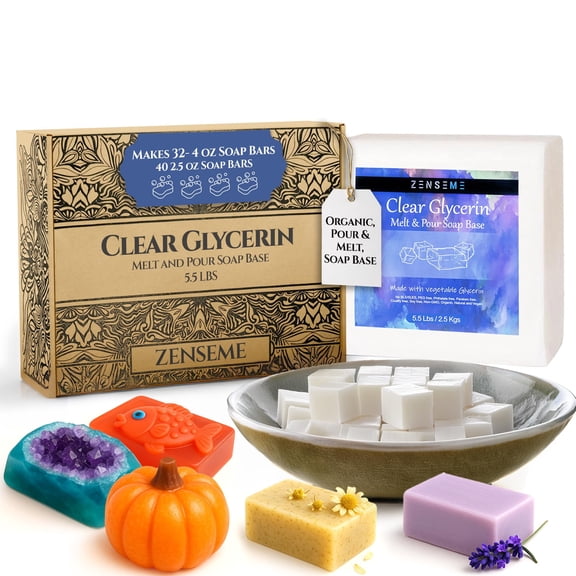 5.5 LBS Glycerin Soap Base - Moisturizing Melt & Pour for Clear Soap Making - SLS/SLES Free - Natural Organic Vegan for Crafting - Easy & Gentle to Cut & Work With for DIY Crafting for Soapmaker