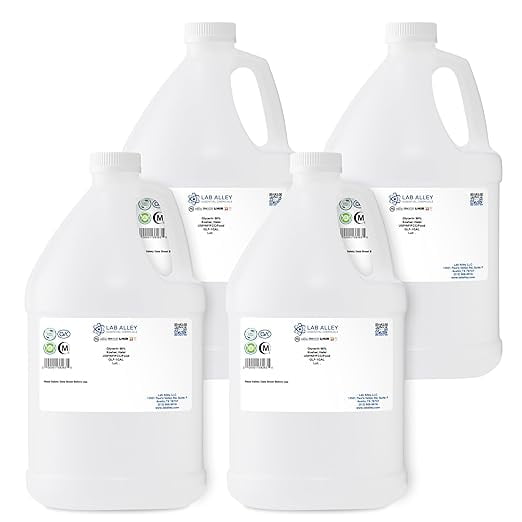 Lab Alley Glycerin, USP/NF Grade, Kosher, Pack of 4 x 1 Gallon Bottles