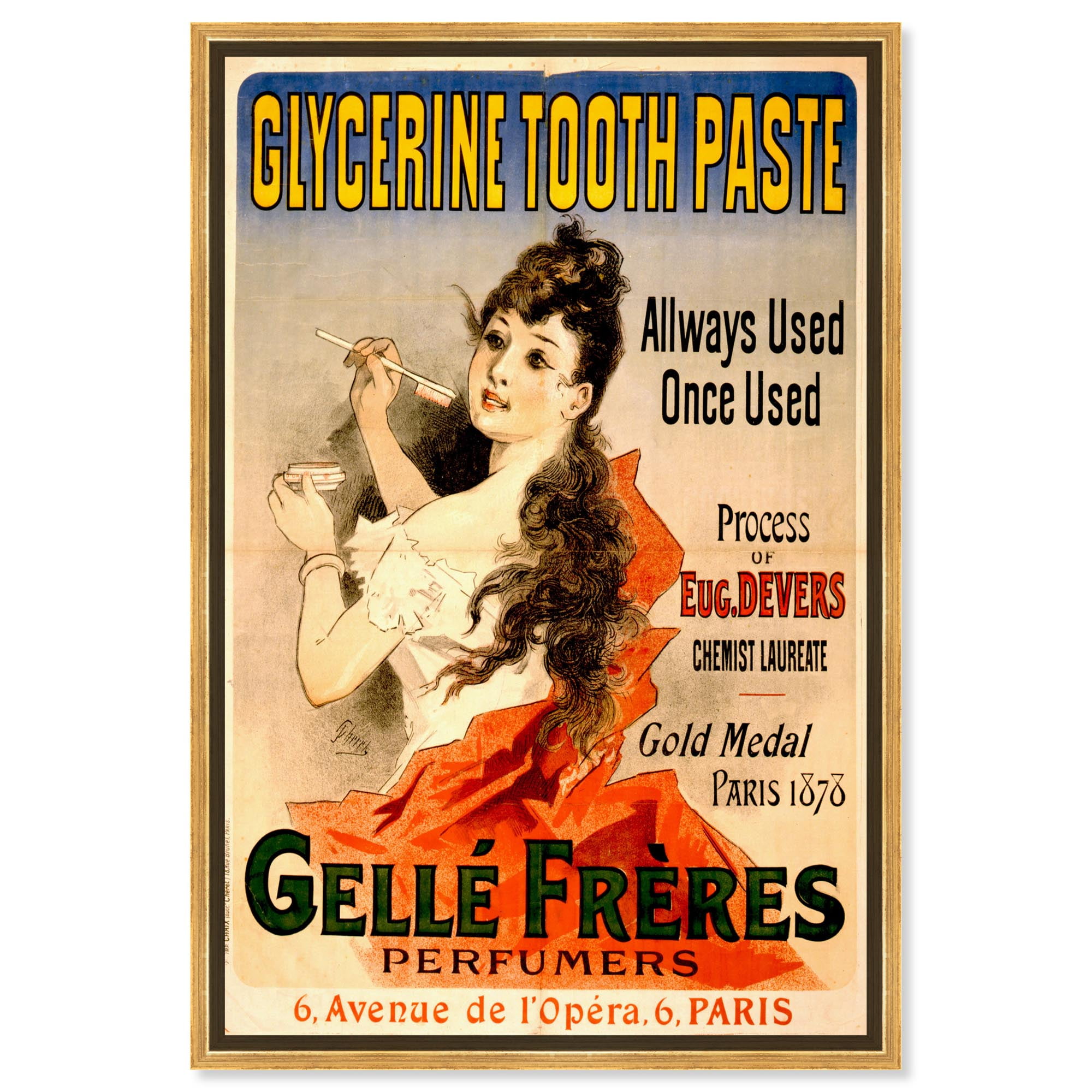 Glycerine Toothpaste Canvas Nouveau Art Prints by Art Remedy, Gold ...