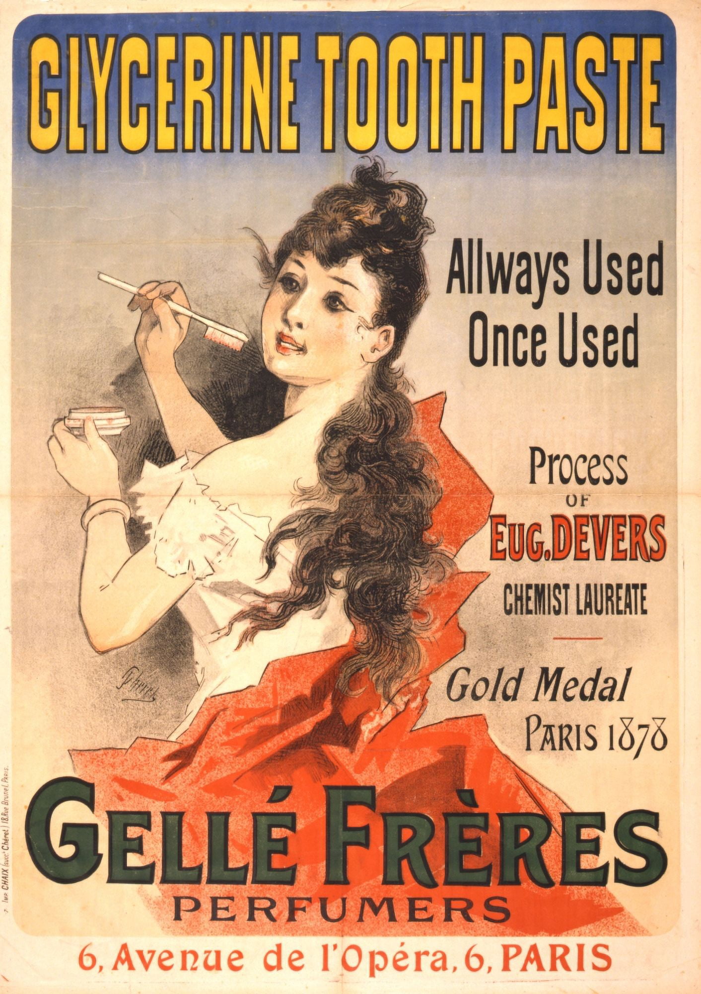 Glycerine tooth paste 1889 Canvas Art - Jules Chret (18 x 24)