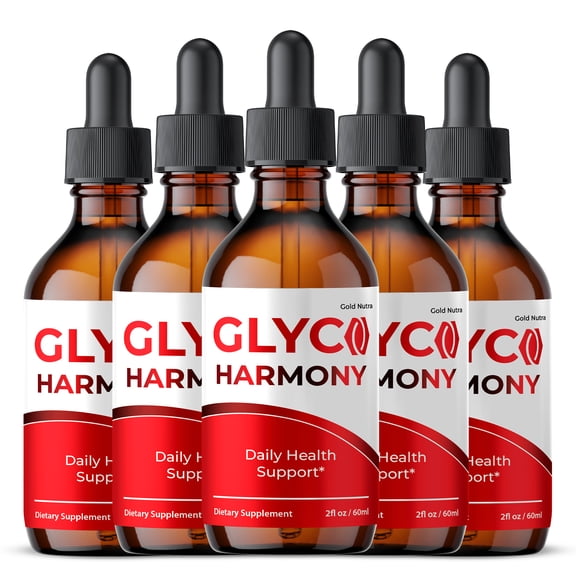 Glyco Harmony Drops Liquid Supplement, GlycoHarmony Supplement, All Natural Formula, 60 mL per Bottle (5 Pack)