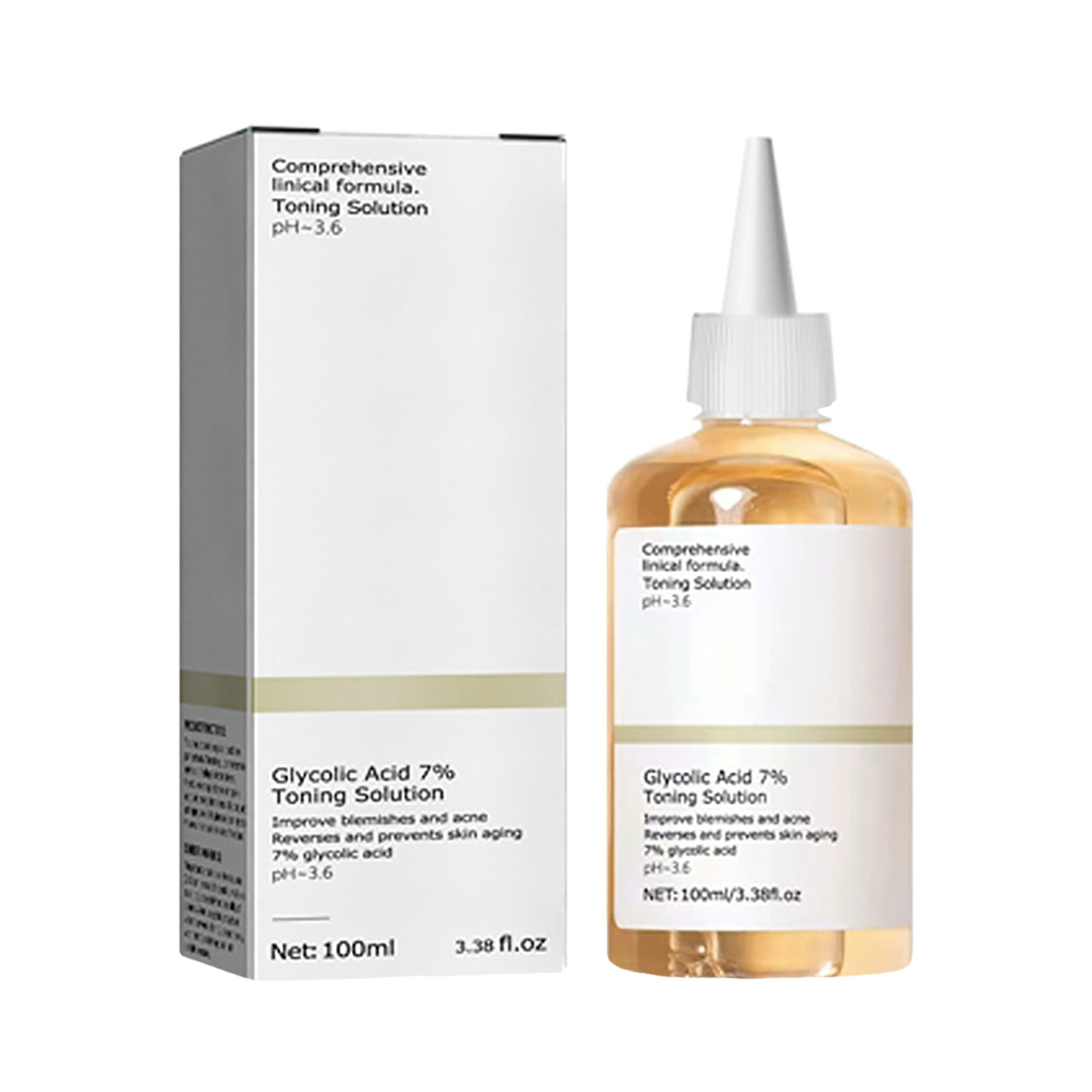 Glycolic Acid 7% Exfoliating Toner - Hydrating & Pore Minimizing Solution for Clearer Skin | Gentle Treatment with Aloe Vera & Ginseng Extracts | 100ml / 3.38fl oz
