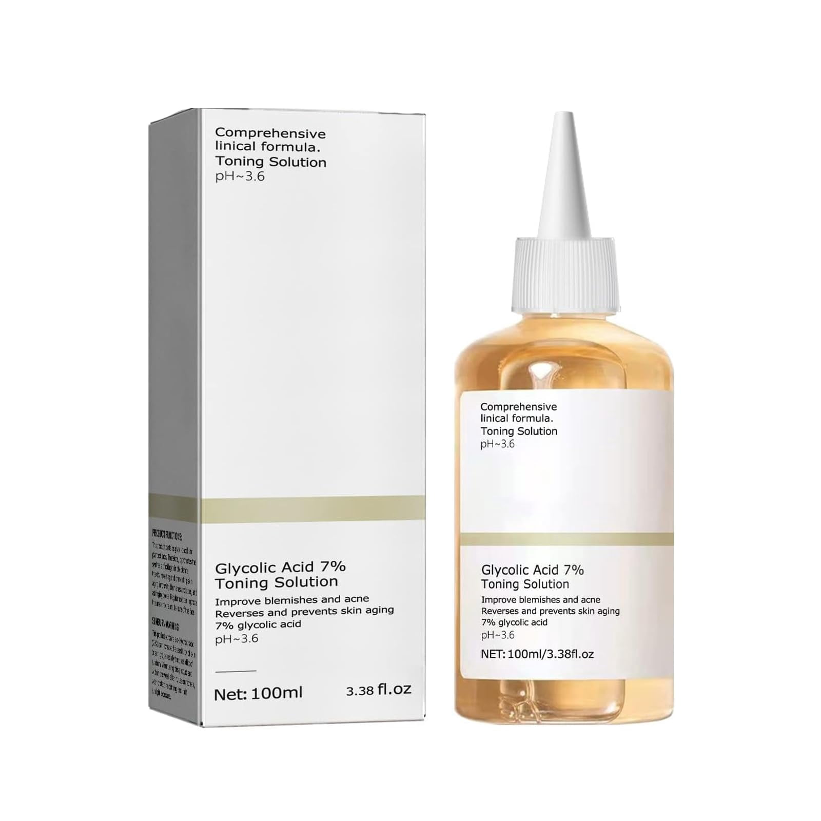 Glycolic Acid 7% Toning Resurfacing Solution, Exfoliate and Rejuvenate Your Skin Glycolic Acid 7% Toner for Face Glycolic Acid Serum Face 100ml/3.38fl.oz