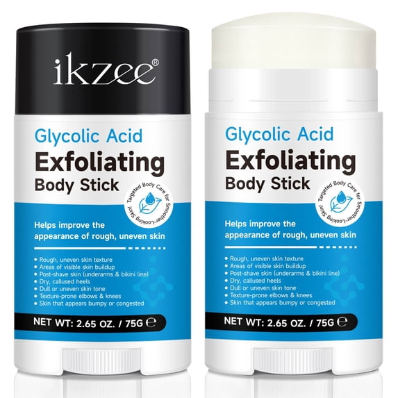 Glycolic Acid Exfoliating Body Stick with 10% Shea Butter, Dual Action Exfoliating & Moisturizing Care, 75g(2Pack)