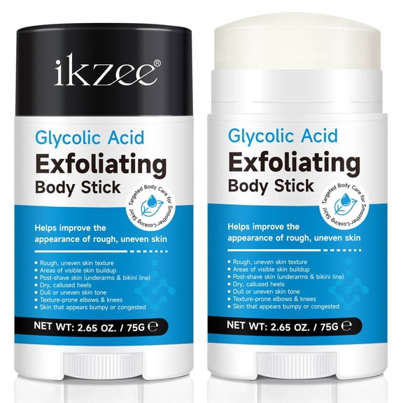 Glycolic Acid Exfoliating Body Stick with 10% Shea Butter, Dual Action Exfoliating & Moisturizing Care, 75g(2Pack)