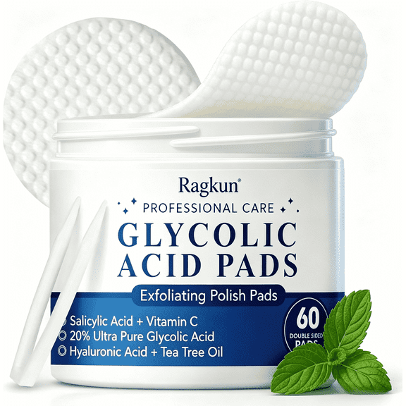 Glycolic Acid Exfoliating Pads Gentle Resurfacing Pads for Face Tone Texture 60 Count