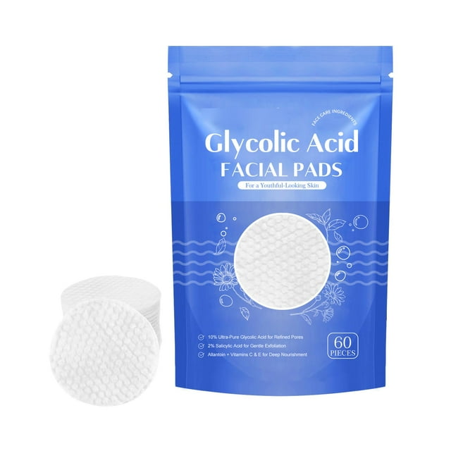 Glycolic Acid Facial Pads 60 Ultra Pure Peel Pads with Nourishing