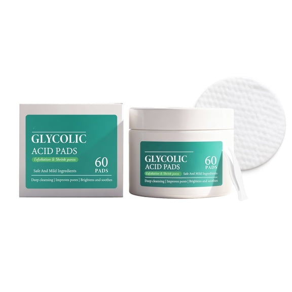 Glycolic Acid Pads Exfoliation & Shrink Pores, Safe and Mild Ingredients, Deep Cleansing, Improves Pores, Brightens and Soothes Skin, 60 Pads