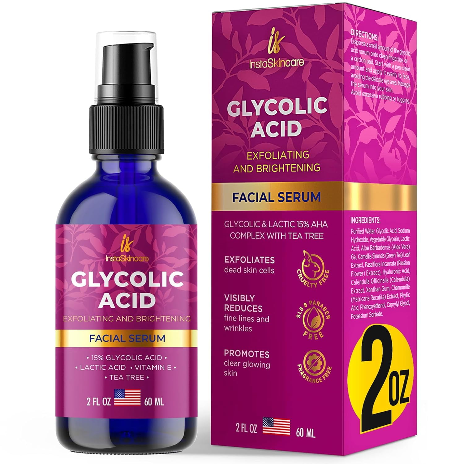 Glycolic Serum for Face - Extra Large Size (2Oz) - Advanced Formula for Enhancing Skin Radiance 