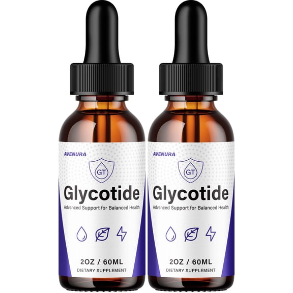 Glycotide Liquid Drops Glyco Tide Drops Advanced Formula Natural Blend Supplement for Health, 2 Pack, 2 Month Supply