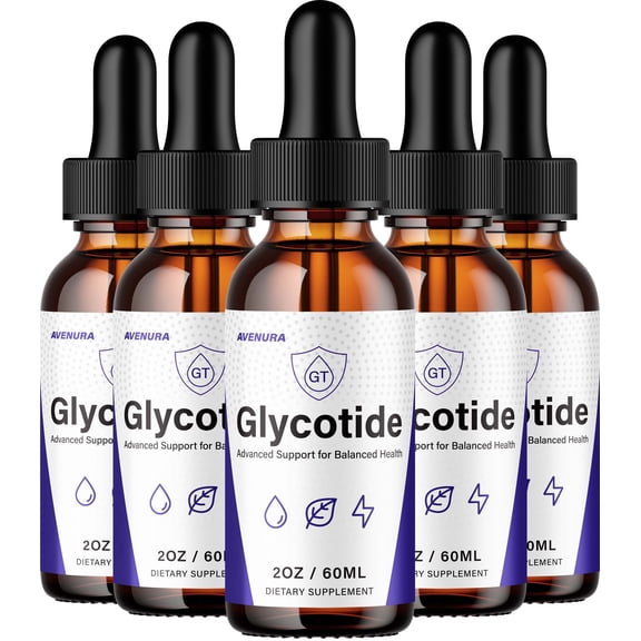 Glycotide Liquid Drops  Glyco Tide Drops Advanced Formula Natural Blend Supplement for Health, 5 Pack, 5 Month Supply