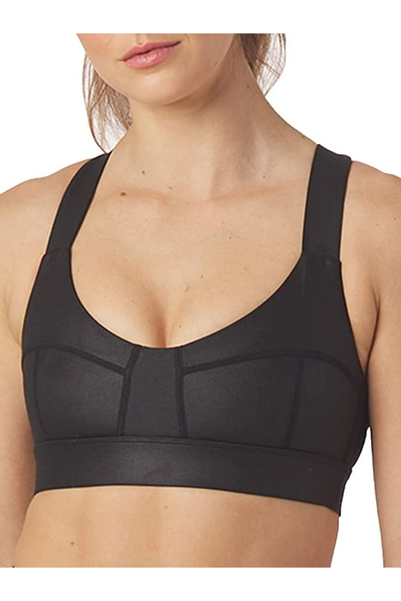 BLACK GLOSS Boudoir Wire-Free Sports Bra, US Large
