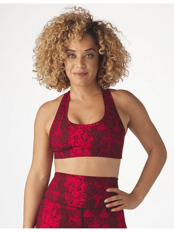 CHERRY SNAKE Racerback Notch Sport Bra, US X-Large