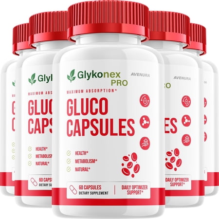 Glykonex Pro Capsules – Glyko Nex Pro Pills Natural Blend Glycogen Formula for Health, 5 Pack, 300 Capsules