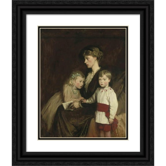 Glyn Warren Philpot 15x18 Black Ornate Wood Framed Double Matted Museum Art Print Titled - Portrait of a Mother and Children