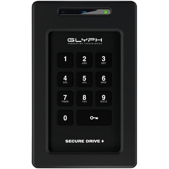 Glyph SecureDrive Plus Encrypted, Rugged, Portable Bus-Powered 2TB Solid State Drive with Keypad for Anti-Hacking Protection