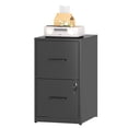 thumbnail image 1 of Glyxxen 2 Drawer File Cabinet with Lock, Metal Vertical Filing Storage Cabinet for Home Office, Fit Letter/A4/Legal Size File, Black, 1 of 10