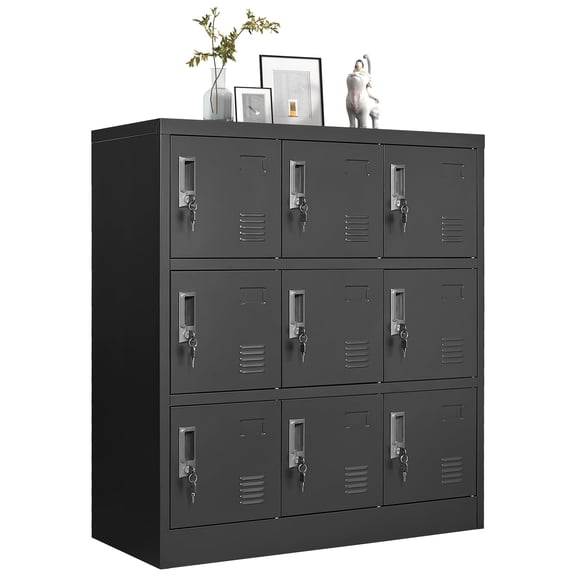 Glyxxen Metal Lockers for Employees 6 Doors, 39.4" Steel Storage Cabinet with Lock for Gym Home Office School Garage,Assembly Required, Black