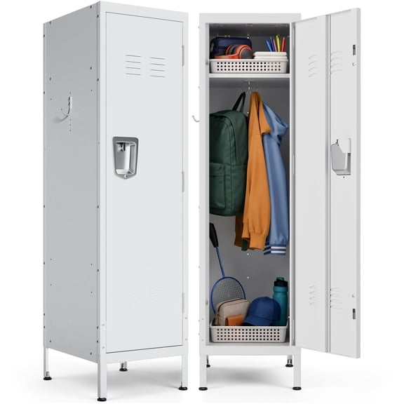 Glyxxen Metal Lockers for Employees, Steel Storage Cabinets, Clothing Locker for Home, Employee, Gym, Schools, Fire Department, White