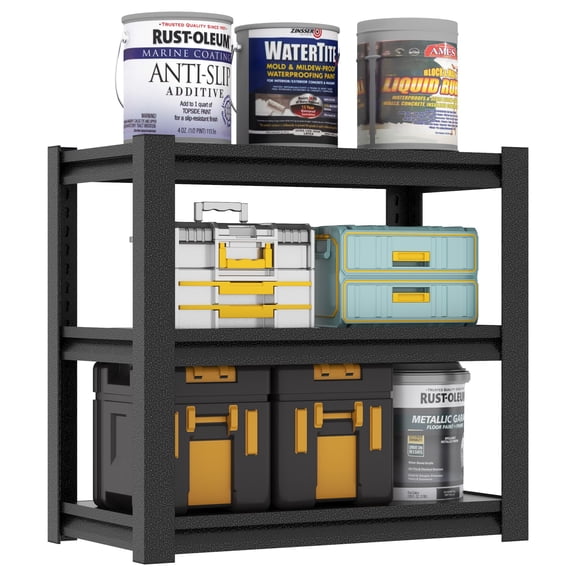 Glyxxen Metal Storage Shelving, Heavy Duty Shelves Unit, Adjustable Storage Rack, Industrial Utility Shelf for Garage, Warehouse, Bedroom,Black, 18" D x 34" W x 31.5" H