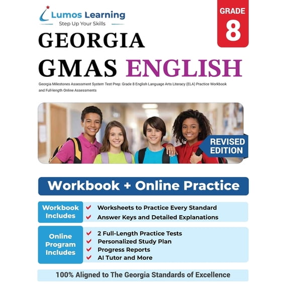 Gmas by Lumos Learning Georgia Milestones Assessment System Test Prep: Grade 8 English Language Arts Literacy (ELA) Practice Workbook and Full-, Book 12, (Paperback)