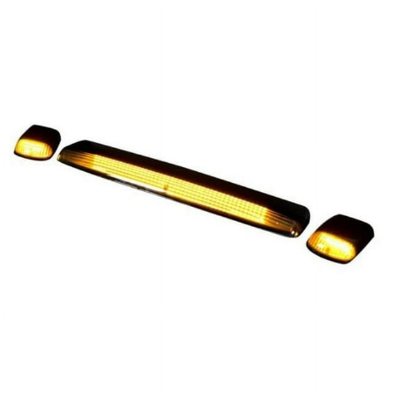 Gmc And Chevy 15-19 (3Rd Gen Body Style) Heavy-Duty (3-Piece Set) Smoked Cab Roof Light Lens With Amber LEDs - (Complete