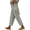 thumbnail image 1 of Gmdeguo Fashion Women Ladies Solid-color Stretch Belt Pants - Elastic Waist String Pockets Polyester Trousers - All Season Casual for Daily Seaside Holidays, 1 of 8